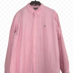 Ralph Lauren Pink Striped Button-Down Shirt XXL